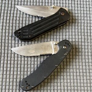 Pocket Folding Knife - Black Handle, Part Serrated Blade